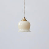 Lily of the Valley Flower Pendant Light with Brass Base and Resin Shade for Elegant Home Lighting