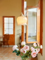 Lily of the Valley Flower Pendant Light with Brass Base and Resin Shade for Elegant Home Lighting
