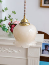 Lily of the Valley Flower Pendant Light with Brass Base and Resin Shade for Elegant Home Lighting