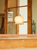 Lily of the Valley Flower Pendant Light with Brass Base and Resin Shade for Elegant Home Lighting