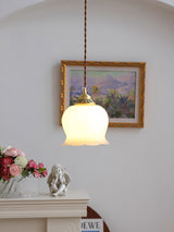 Lily of the Valley Flower Pendant Light with Brass Base and Resin Shade for Elegant Home Lighting