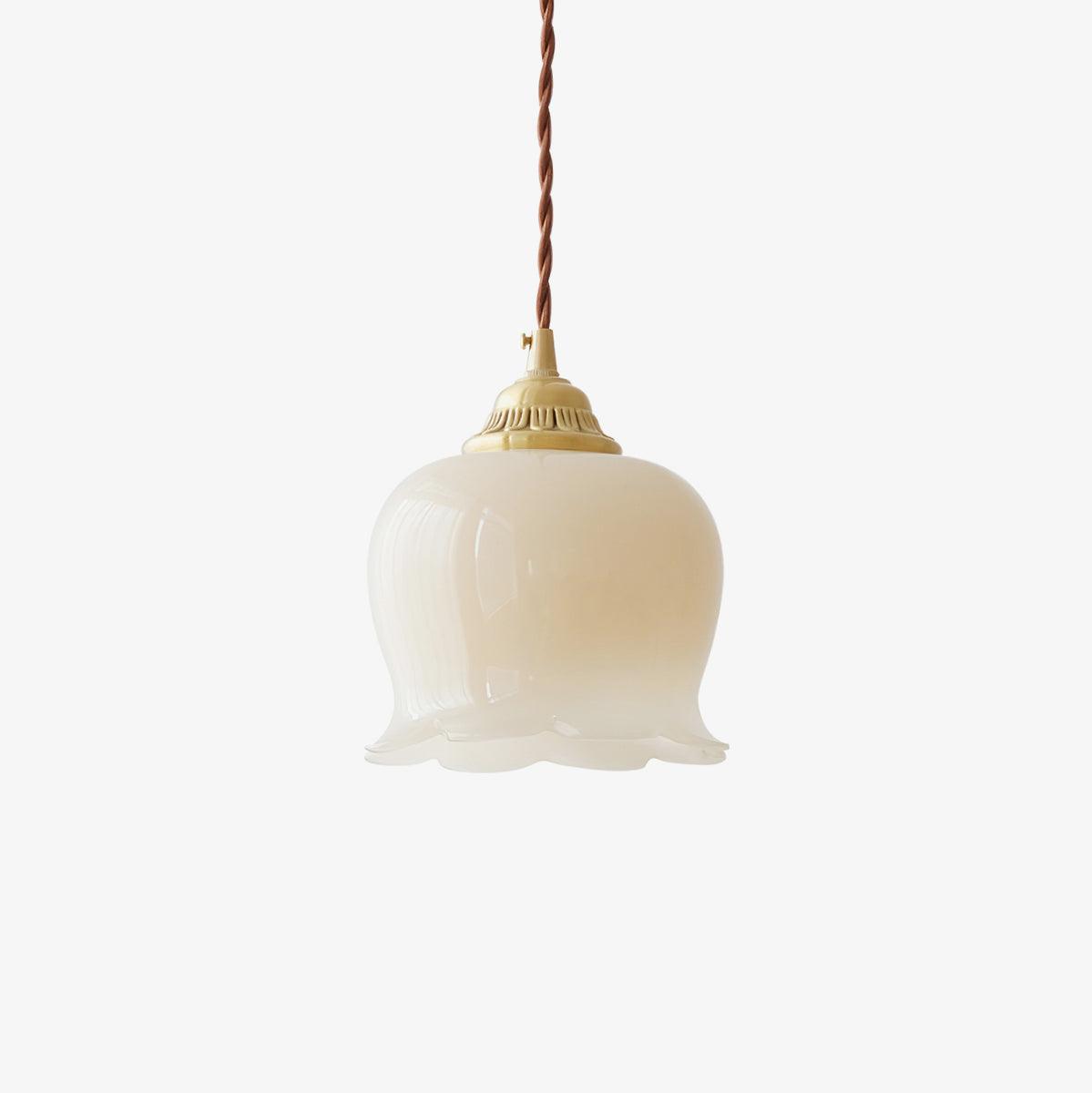 Lily of the Valley Flower Pendant Light with Brass Base and Resin Shade for Elegant Home Lighting