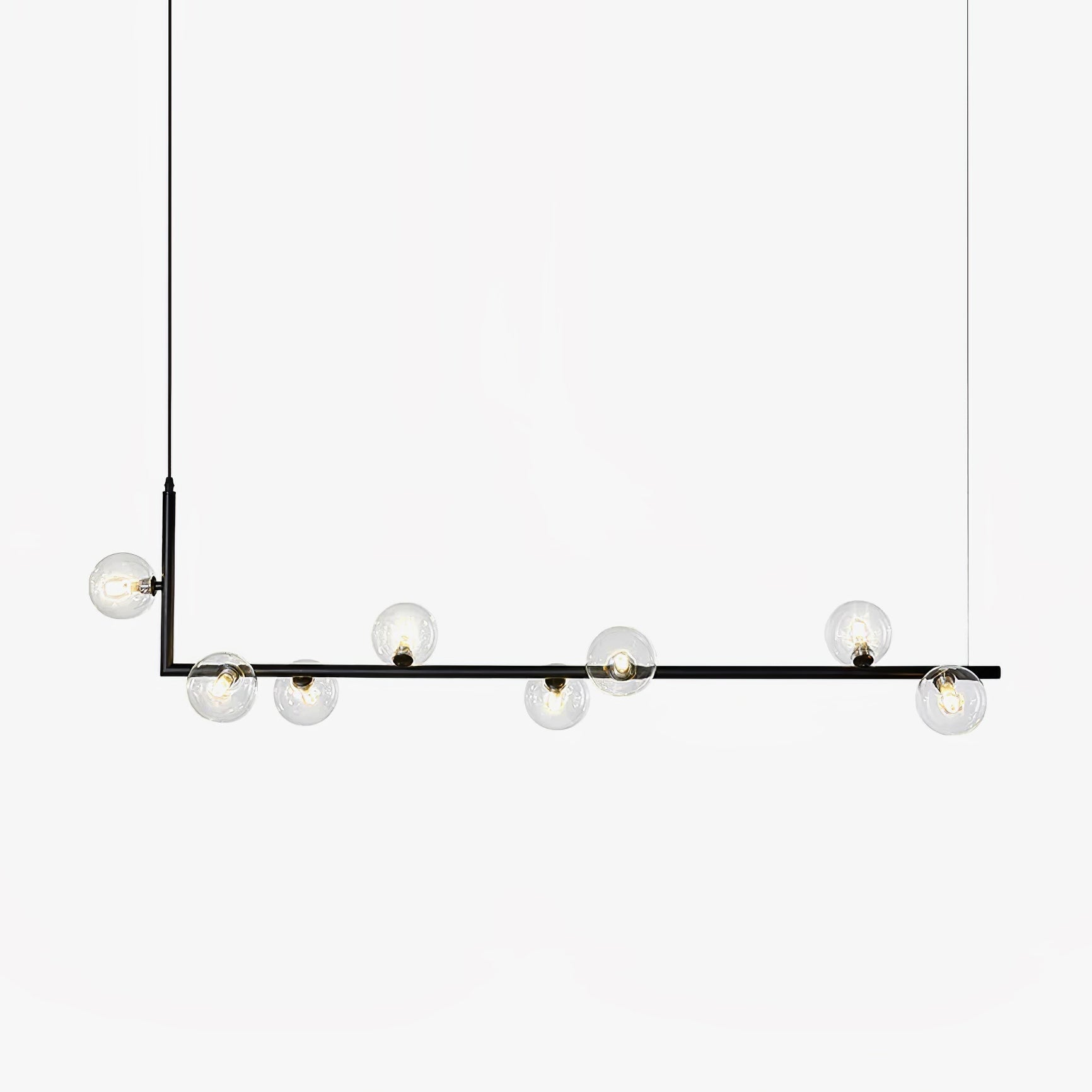 Linear Glass Sphere Chandelier Modern Geometric Pendant Light for Kitchen Island and Dining Table