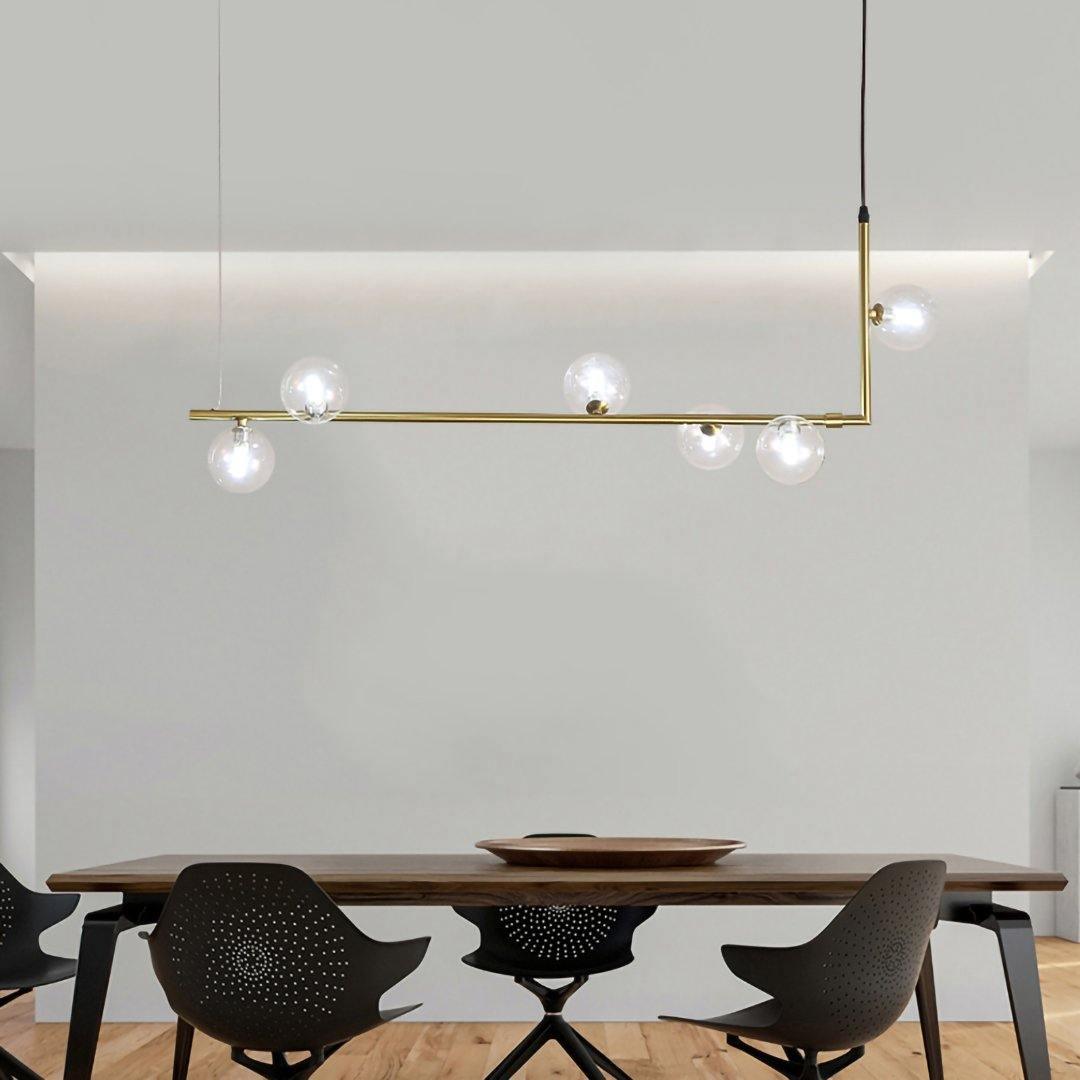 Linear Glass Sphere Chandelier Modern Geometric Pendant Light for Kitchen Island and Dining Table