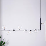 Linear Glass Sphere Chandelier Modern Geometric Pendant Light for Kitchen Island and Dining Table
