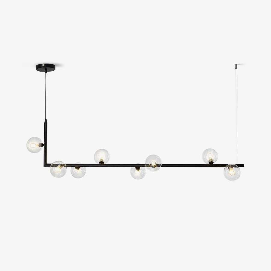 Linear Glass Sphere Chandelier Modern Geometric Pendant Light for Kitchen Island and Dining Table
