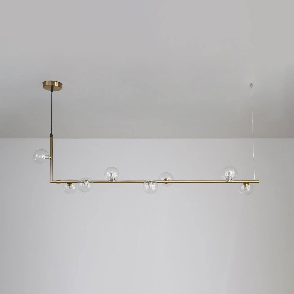 Linear Glass Sphere Chandelier Modern Geometric Pendant Light for Kitchen Island and Dining Table