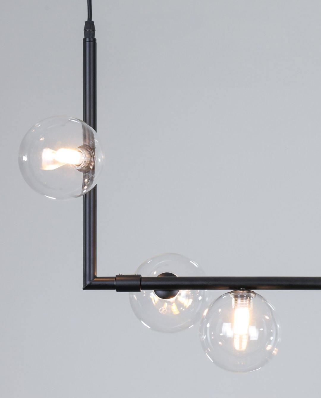 Linear Glass Sphere Chandelier Modern Geometric Pendant Light for Kitchen Island and Dining Table
