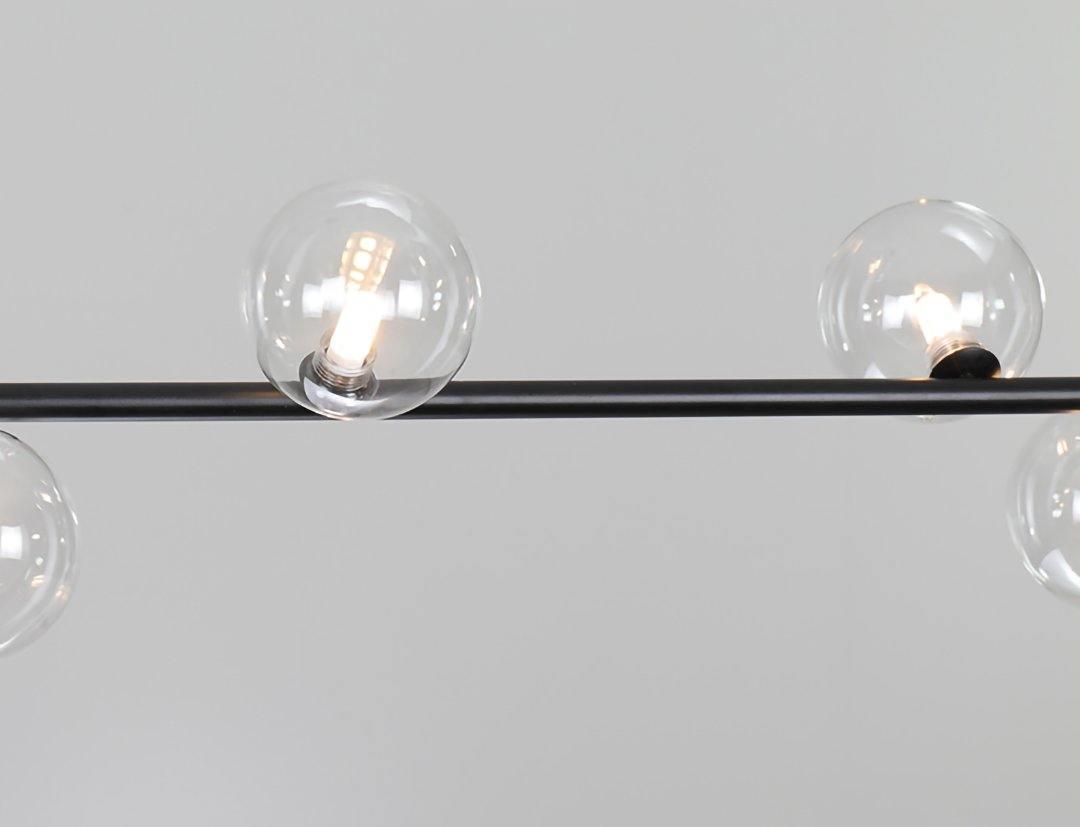 Linear Glass Sphere Chandelier Modern Geometric Pendant Light for Kitchen Island and Dining Table
