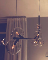Linear Glass Sphere Chandelier Modern Geometric Pendant Light for Kitchen Island and Dining Table