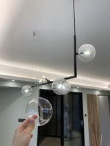 Linear Glass Sphere Chandelier Modern Geometric Pendant Light for Kitchen Island and Dining Table