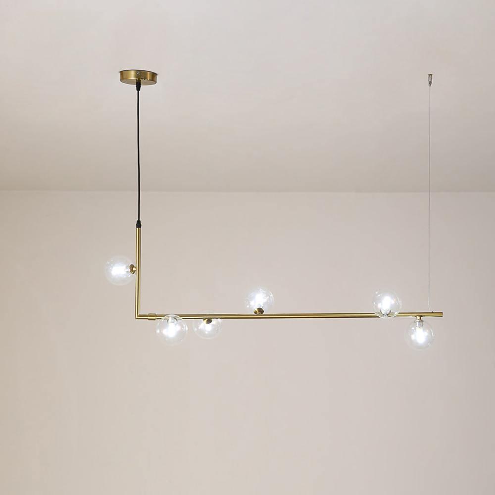 Linear Glass Sphere Chandelier Modern Geometric Pendant Light for Kitchen Island and Dining Table