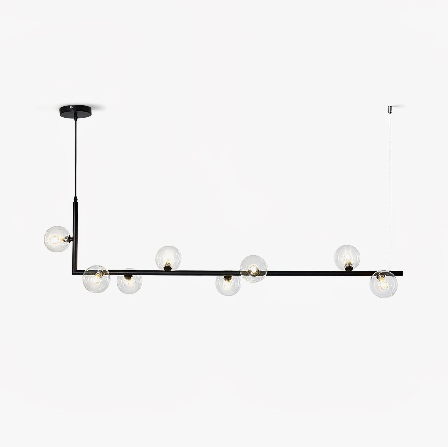 Linear Glass Sphere Chandelier Modern Geometric Pendant Light for Kitchen Island and Dining Table