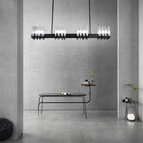Linear LED Chandelier Modern Electroplated Metal and Glass Pendant Lighting for Dining Room