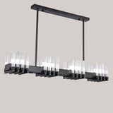 Linear LED Chandelier Modern Electroplated Metal and Glass Pendant Lighting for Dining Room