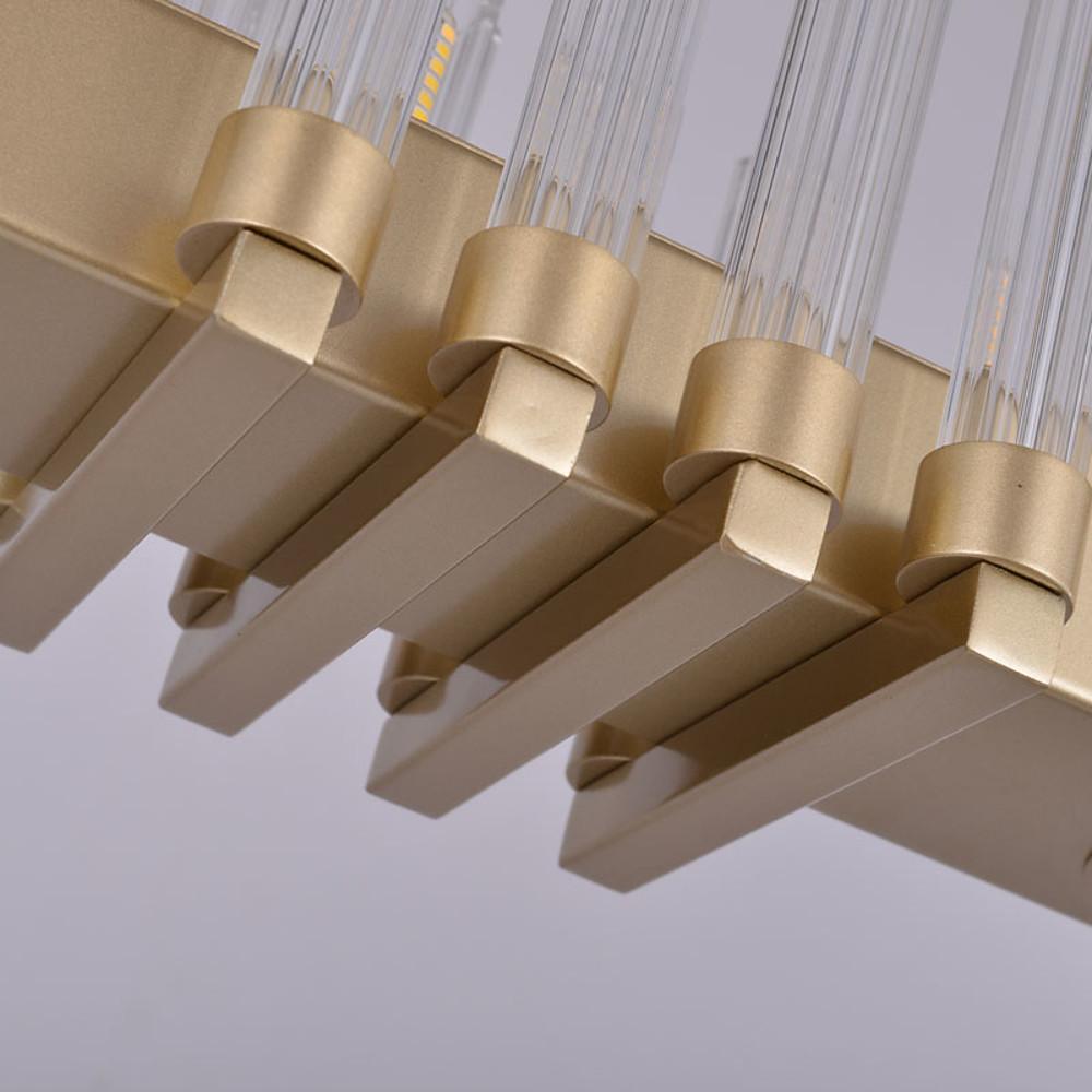 Linear LED Chandelier Modern Electroplated Metal and Glass Pendant Lighting for Dining Room