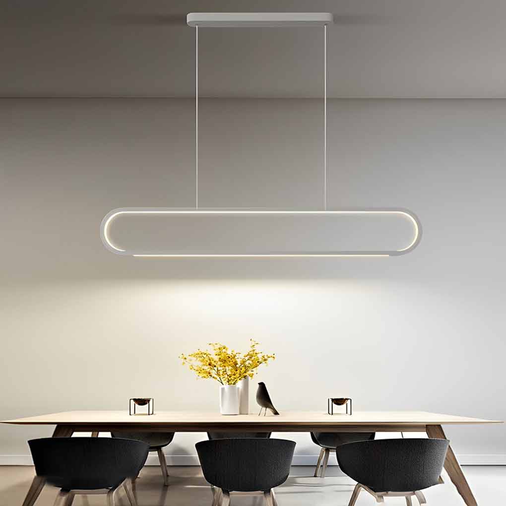 Linear Minimalist LED Dimmable Pendant Light Modern Strip Hanging Chandelier for Dining Room