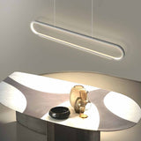 Linear Minimalist LED Dimmable Pendant Light Modern Strip Hanging Chandelier for Dining Room