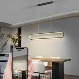 Linear Minimalist LED Dimmable Pendant Light Modern Strip Hanging Chandelier for Dining Room