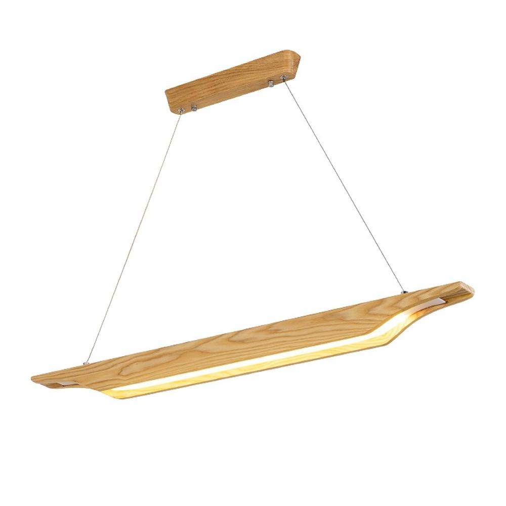 Linear Wood LED Pendant Light Modern Rustic Chandelier for Kitchen Island and Dining Room