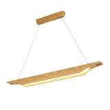 Linear Wood LED Pendant Light Modern Rustic Chandelier for Kitchen Island and Dining Room