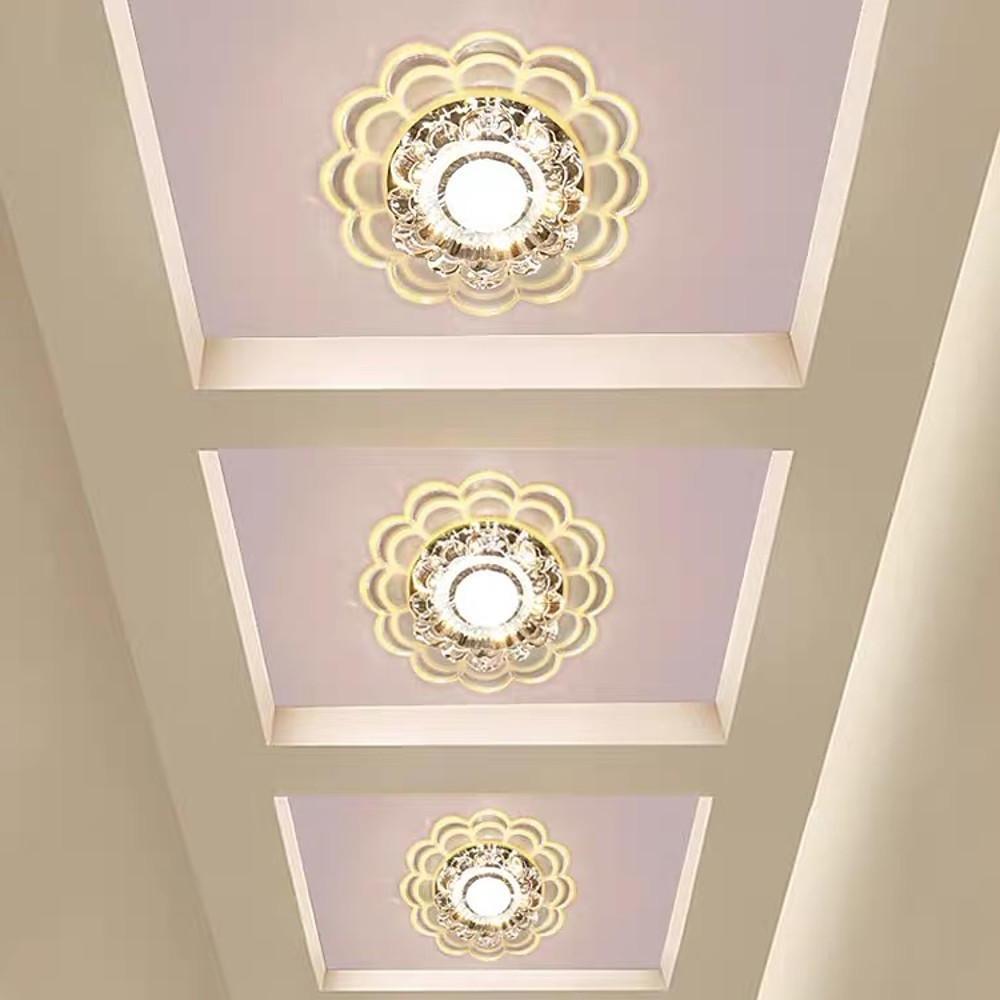 Modern Crystal Flower LED Flush Mount Ceiling Light for Entryway Kids Room and Hallway