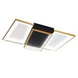 Modern Geometric LED Flush Mount Ceiling Light Black and Gold Multi Ring Fixture