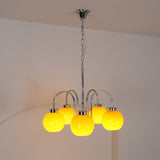 Loa Mid Century Modern Yellow Glass Globe Chandelier with Polished Chrome Finish