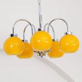 Loa Mid Century Modern Yellow Glass Globe Chandelier with Polished Chrome Finish