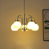 Loa Mid Century Modern Yellow Glass Globe Chandelier with Polished Chrome Finish
