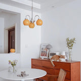 Loa Mid Century Modern Yellow Glass Globe Chandelier with Polished Chrome Finish