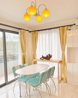 Loa Mid Century Modern Yellow Glass Globe Chandelier with Polished Chrome Finish