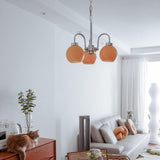 Loa Mid Century Modern Yellow Glass Globe Chandelier with Polished Chrome Finish