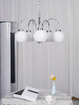 Loa Mid Century Modern Yellow Glass Globe Chandelier with Polished Chrome Finish