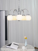 Loa Mid Century Modern Yellow Glass Globe Chandelier with Polished Chrome Finish