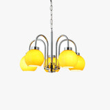 Loa Mid Century Modern Yellow Glass Globe Chandelier with Polished Chrome Finish