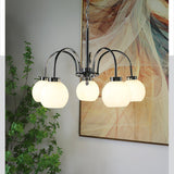 Loa Mid Century Modern Yellow Glass Globe Chandelier with Polished Chrome Finish