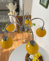 Loa Mid Century Modern Yellow Glass Globe Chandelier with Polished Chrome Finish