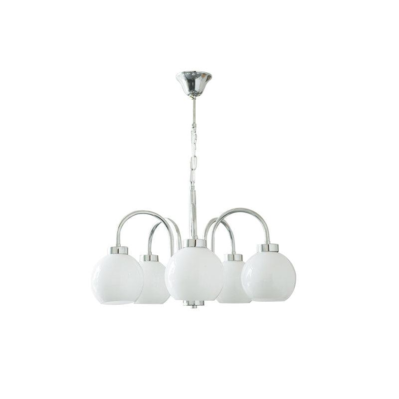 Loa Mid Century Modern Yellow Glass Globe Chandelier with Polished Chrome Finish