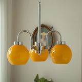 Loa Mid Century Modern Yellow Glass Globe Chandelier with Polished Chrome Finish
