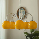 Loa Mid Century Modern Yellow Glass Globe Chandelier with Polished Chrome Finish
