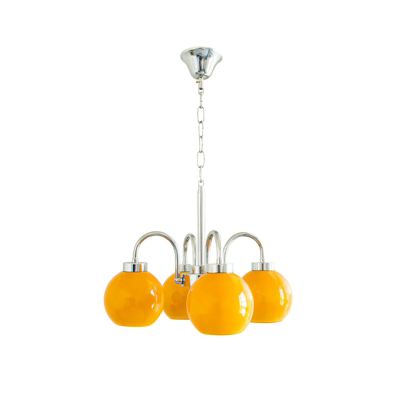 Loa Mid Century Modern Yellow Glass Globe Chandelier with Polished Chrome Finish