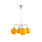 Loa Mid Century Modern Yellow Glass Globe Chandelier with Polished Chrome Finish