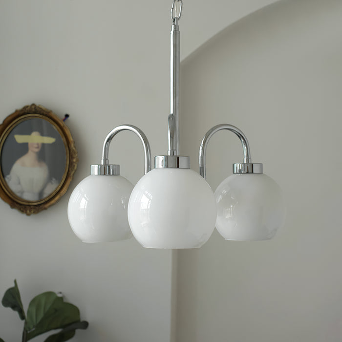 Loa Mid Century Modern Yellow Glass Globe Chandelier with Polished Chrome Finish