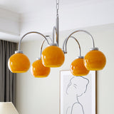 Loa Mid Century Modern Yellow Glass Globe Chandelier with Polished Chrome Finish