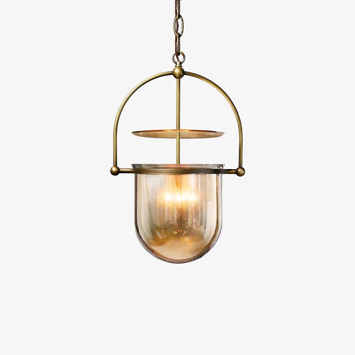 Lorford Cup Glass Pendant Light Elegant Gold Finish Hanging Ceiling Lamp for Modern Kitchens