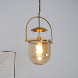 Lorford Cup Glass Pendant Light Elegant Gold Finish Hanging Ceiling Lamp for Modern Kitchens