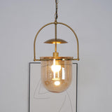 Lorford Cup Glass Pendant Light Elegant Gold Finish Hanging Ceiling Lamp for Modern Kitchens
