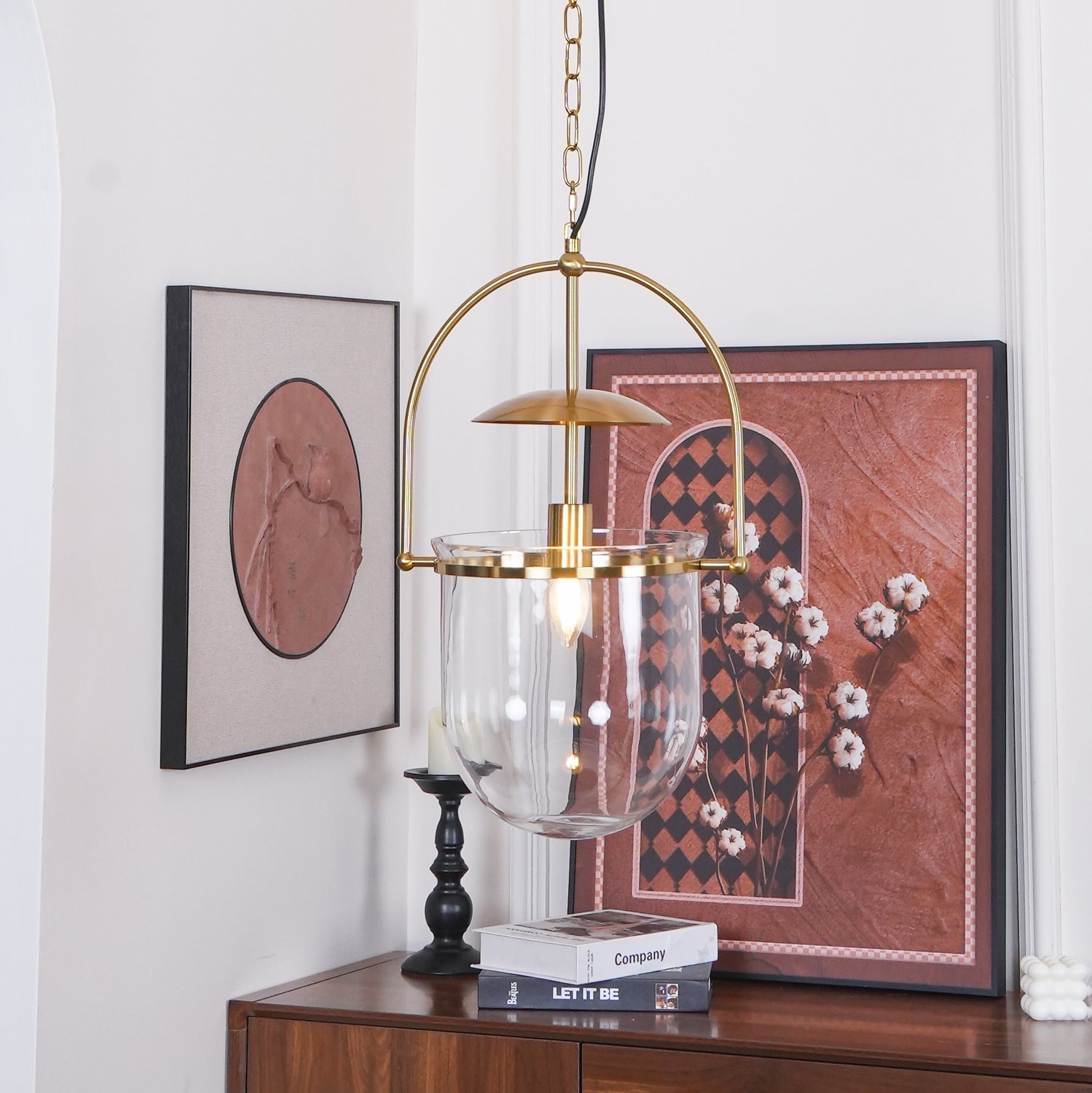 Lorford Cup Glass Pendant Light Elegant Gold Finish Hanging Ceiling Lamp for Modern Kitchens