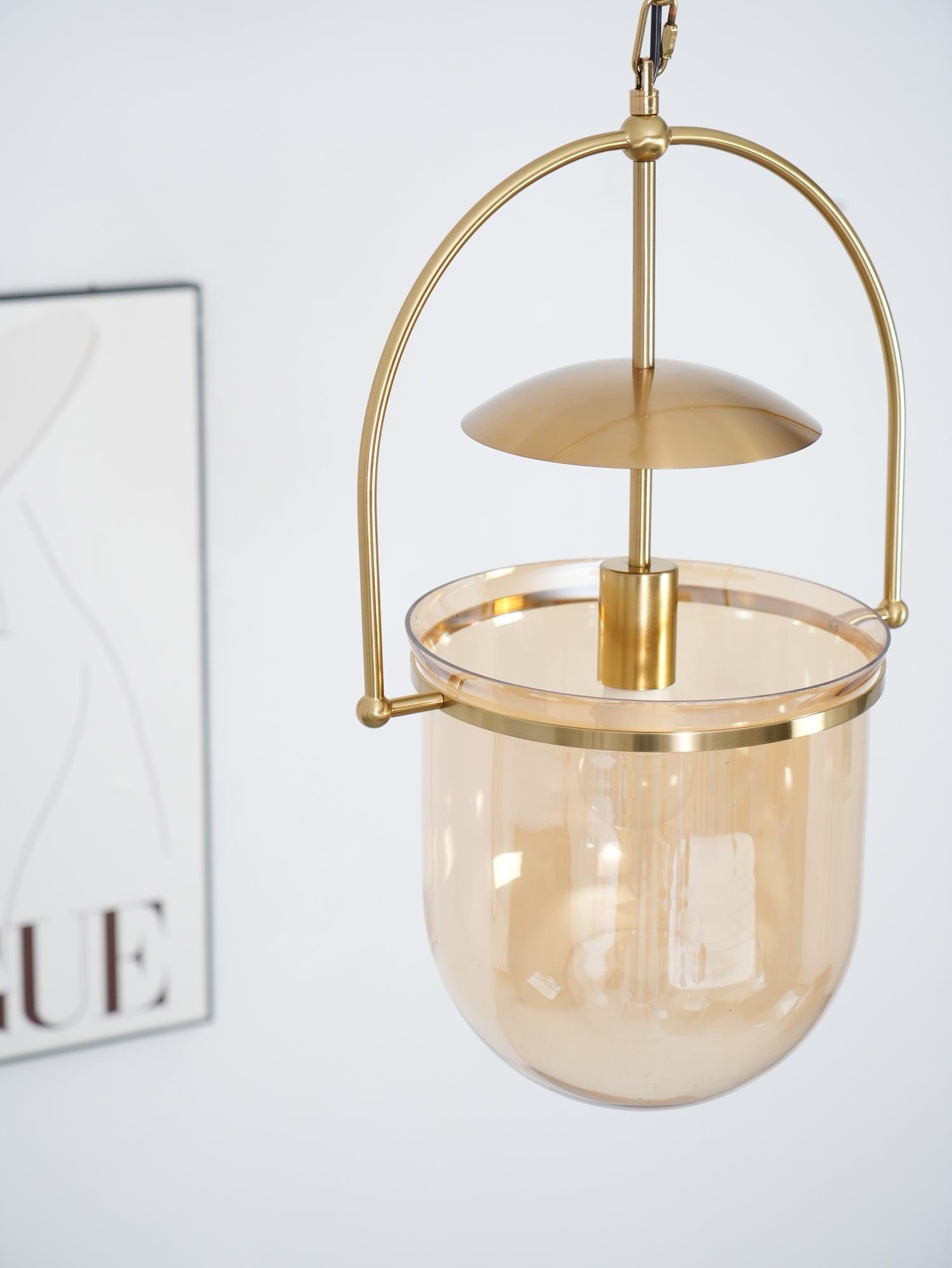 Lorford Cup Glass Pendant Light Elegant Gold Finish Hanging Ceiling Lamp for Modern Kitchens